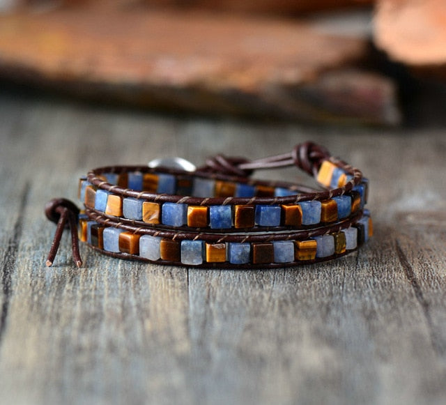 Leather & Stone Bracelet