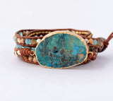 Leather Mixed Stones Bracelet