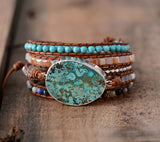 Leather Mixed Stones Bracelet