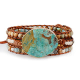 Leather Mixed Stones Bracelet
